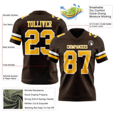 Custom Brown Gold-White Mesh Authentic Football Jersey