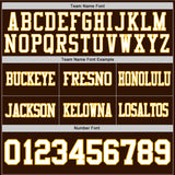 Custom Brown White-Gold Mesh Authentic Football Jersey