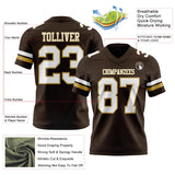 Custom Brown White-Old Gold Mesh Authentic Football Jersey
