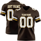 Custom Brown White-Old Gold Mesh Authentic Football Jersey