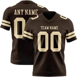 Custom Brown Cream Mesh Authentic Football Jersey