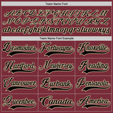 Custom Burgundy Black-Cream Hockey Lace Neck Jersey