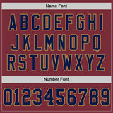Custom Burgundy Navy-Old Gold Mesh Authentic Throwback Football Jersey