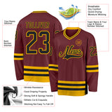 Custom Burgundy Black-Gold Hockey Jersey