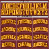 Custom Burgundy Gold Authentic Basketball Jersey