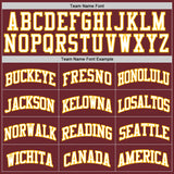 Custom Burgundy White-Gold Authentic Basketball Jersey