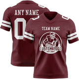 Custom Burgundy White Mesh Authentic Football Jersey