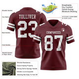 Custom Burgundy White Mesh Authentic Football Jersey