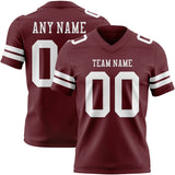 Custom Burgundy White Mesh Authentic Football Jersey