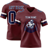 Custom Burgundy Navy-White Mesh Authentic Football Jersey