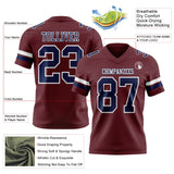 Custom Burgundy Navy-White Mesh Authentic Football Jersey