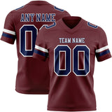 Custom Burgundy Navy-White Mesh Authentic Football Jersey