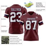 Custom Burgundy White-Navy Mesh Authentic Football Jersey