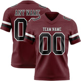Custom Burgundy Black-White Mesh Authentic Football Jersey