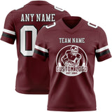 Custom Burgundy White-Black Mesh Authentic Football Jersey