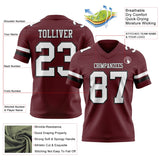 Custom Burgundy White-Black Mesh Authentic Football Jersey