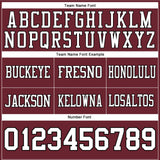 Custom Burgundy White-Black Mesh Authentic Football Jersey