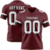 Custom Burgundy White-Black Mesh Authentic Football Jersey