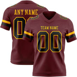 Custom Burgundy Black-Gold Mesh Authentic Football Jersey