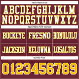 Custom Burgundy Gold-White Mesh Authentic Football Jersey