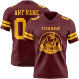Custom Burgundy Gold Mesh Authentic Football Jersey
