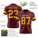 Custom Burgundy Gold Mesh Authentic Football Jersey