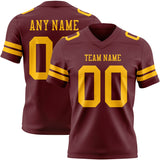 Custom Burgundy Gold Mesh Authentic Football Jersey