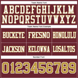 Custom Burgundy Old Gold-White Mesh Authentic Football Jersey