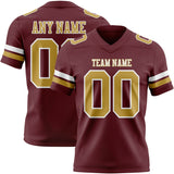 Custom Burgundy Old Gold-White Mesh Authentic Football Jersey