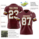 Custom Burgundy White-Old Gold Mesh Authentic Football Jersey