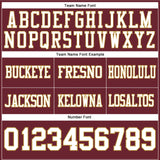 Custom Burgundy White-Old Gold Mesh Authentic Football Jersey