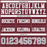 Custom Burgundy Gray-White Mesh Authentic Football Jersey