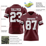 Custom Burgundy White-Gray Mesh Authentic Football Jersey