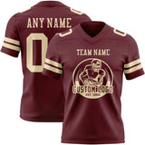 Custom Burgundy Cream Mesh Authentic Football Jersey