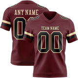 Custom Burgundy Black-Cream Mesh Authentic Football Jersey