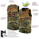Custom Camo Navy Gold-Orange Authentic Salute To Service Basketball Jersey