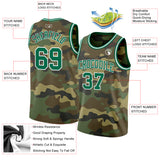 Custom Camo Kelly Green-White Authentic Salute To Service Basketball Jersey