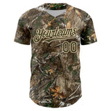 Custom Camo Olive-Cream 3D Woodland Camo Authentic Salute To Service Baseball Jersey