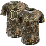 Custom Camo Olive-Cream 3D Woodland Camo Authentic Salute To Service Baseball Jersey