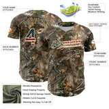 Custom Camo Vintage USA Flag-Cream 3D Woodland Camo Authentic Salute To Service Baseball Jersey