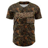 Custom Camo Brown-Cream 3D Woodland Camo Authentic Salute To Service Baseball Jersey
