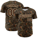 Custom Camo Brown-Cream 3D Woodland Camo Authentic Salute To Service Baseball Jersey