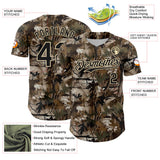 Custom Camo Black-Cream 3D Woodland Camo Authentic Salute To Service Baseball Jersey