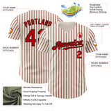 Custom Cream (Black White Pinstripe) Red-Black Authentic Baseball Jersey