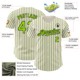 Custom Cream (Black Neon Green Pinstripe) Neon Green-Black Authentic Baseball Jersey