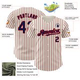 Custom Cream (Navy Red Pinstripe) Navy-Red Authentic Baseball Jersey