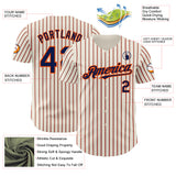 Custom Cream (Navy Orange Pinstripe) Navy-Orange Authentic Baseball Jersey