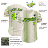 Custom Cream (Navy Neon Green Pinstripe) Neon Green-Navy Authentic Baseball Jersey