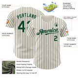Custom Cream (Green Gray Pinstripe) Green-Gray Authentic Baseball Jersey