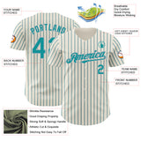 Custom Cream (Teal Gray Pinstripe) Teal-Gray Authentic Baseball Jersey